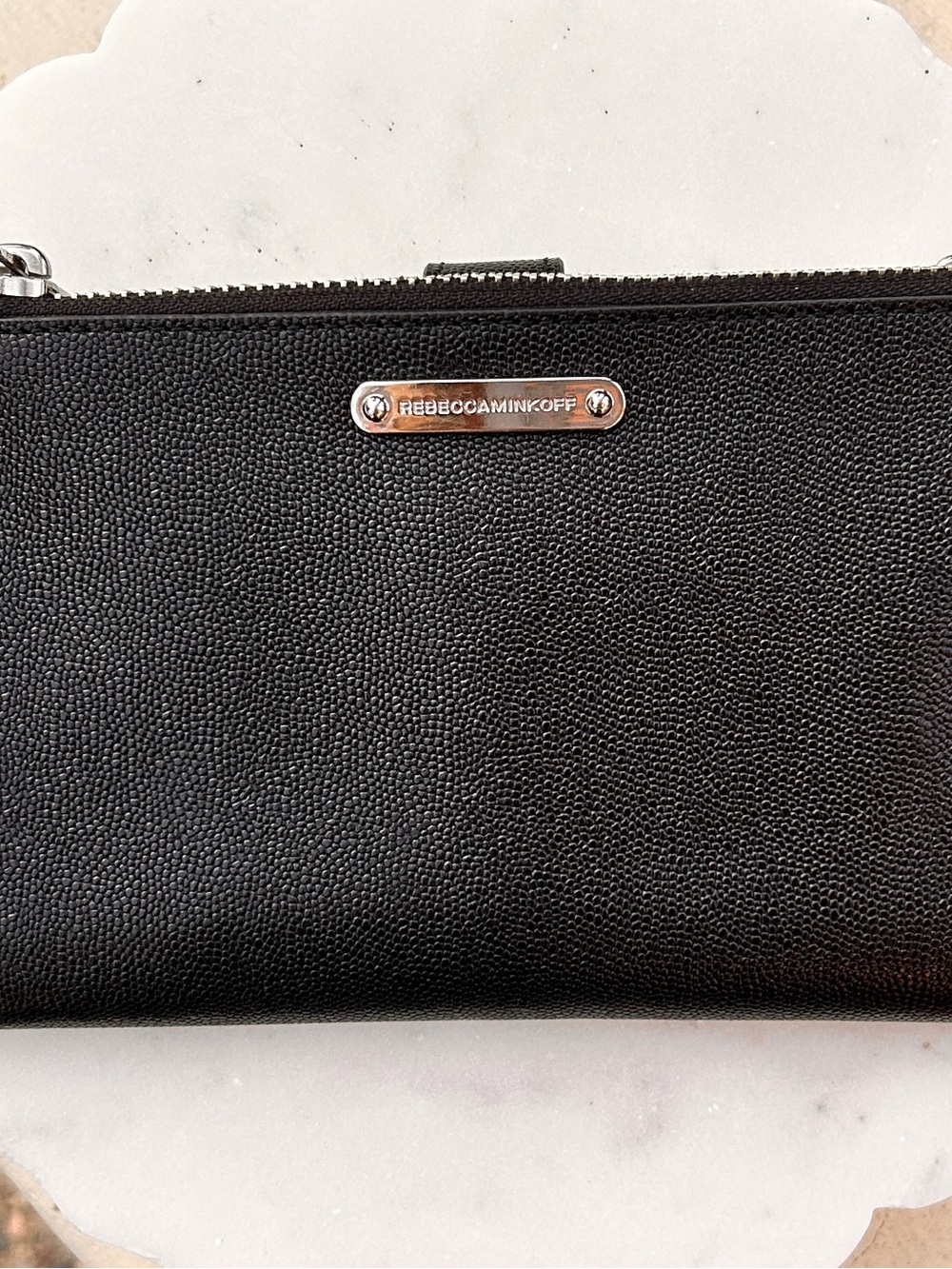 Rebecca Minkoff Crossbody Bag / Wallet Black with Silver Tone Chain Strap - Picture 3 of 8